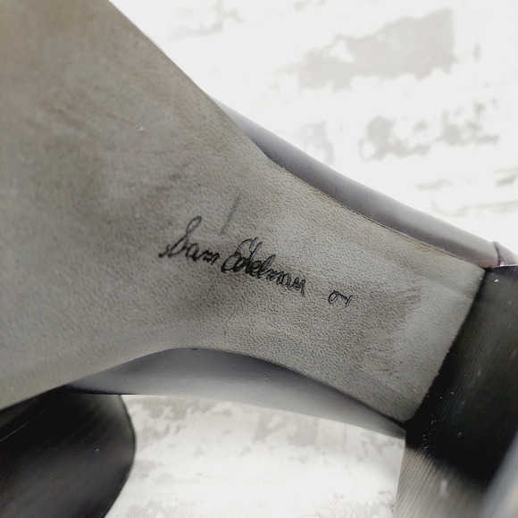 New SAM EDELMAN Rowe Platform Black Faux Leather Heeled Loafers i 622 - Picture 11 of 13